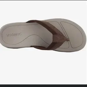 Vionic | Shoes | Vionic Dennis Brown Leather Flip Flops  display picture 3
